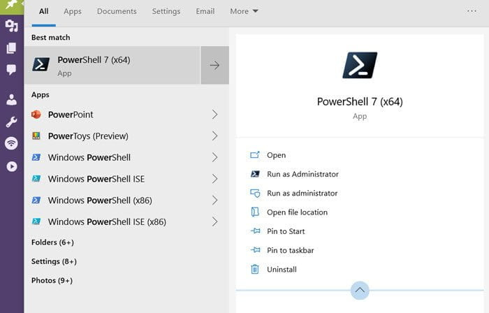 gỡ cài đặt PowerShell trên Windows 10