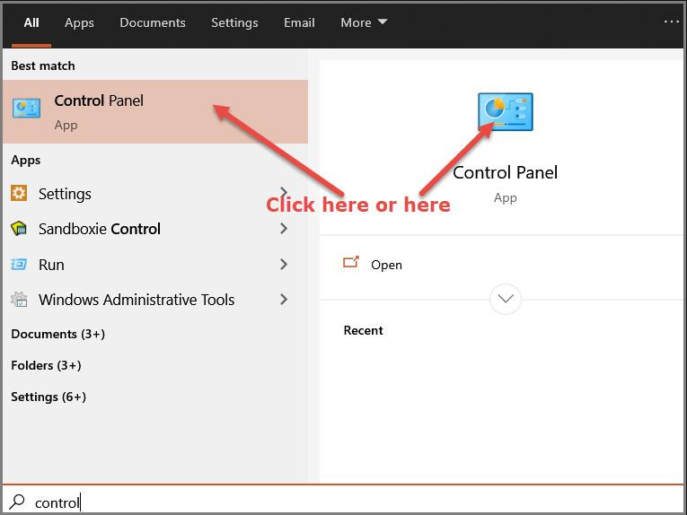 Truy cập Control Panel